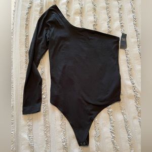 Abercrombie & Fitch Black Long-Sleeve One-Shoulder Bodysuit Size Large NWT